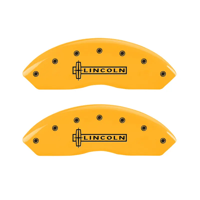 Mgp Engraved 4-Piston Caliper Covers — Front & Rear — For Lincoln Mkx (Yellow Finish) 1
