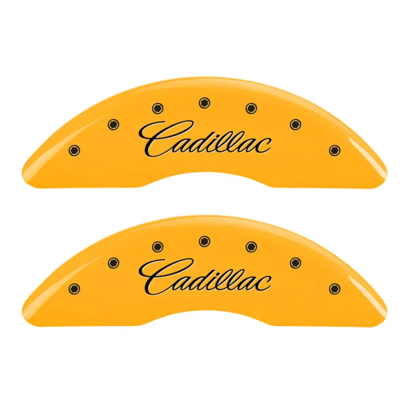 Mgp 4 Caliper Covers Engraved F & R Cursive/Cadillac Yellow Finish Black Char 2017 Cadillac Ct6 1