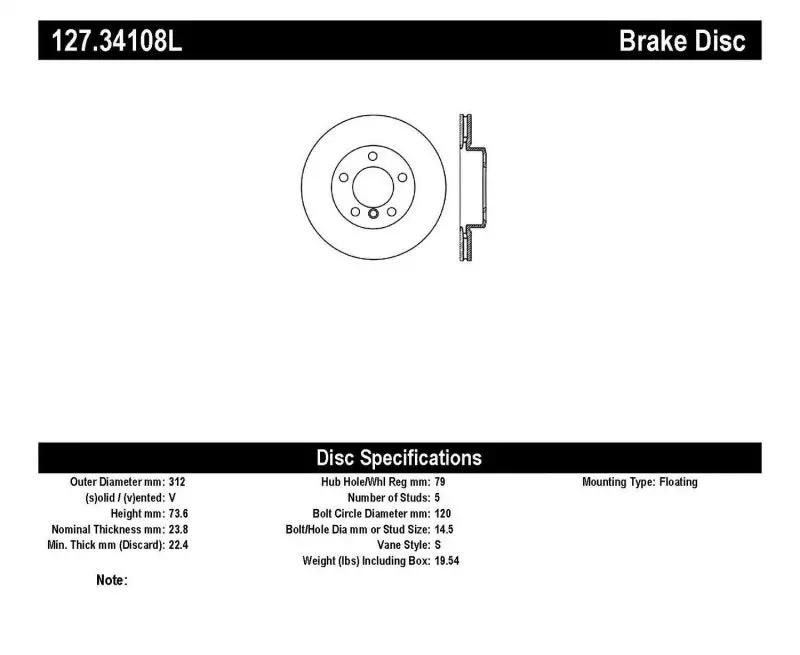 Stoptech Slotted & Drilled Left Front Brake Rotor For 2007–2009 Bmw 328 1