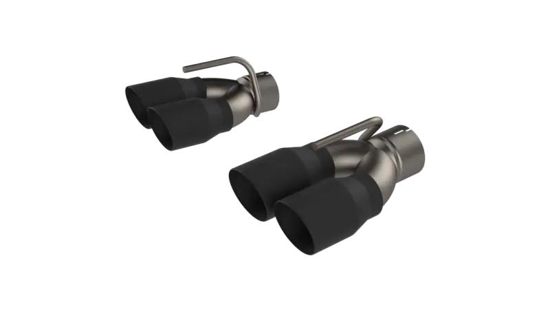 Qtp 15-18 Dodge Challenger 6.2L/6.4L 304Ss Screamer Exhaust 3In Quad Tip Adapter W/Black Tips 1