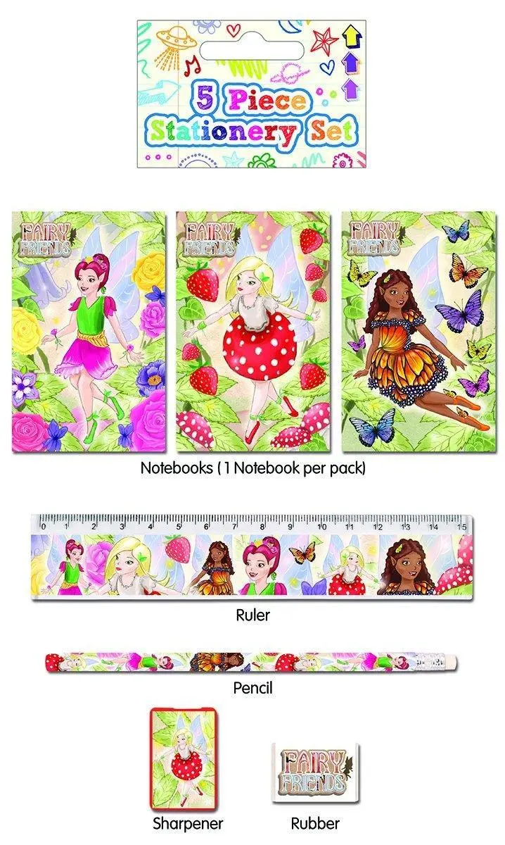 5 Piece Fairies Stationery Set - Assortment 1
