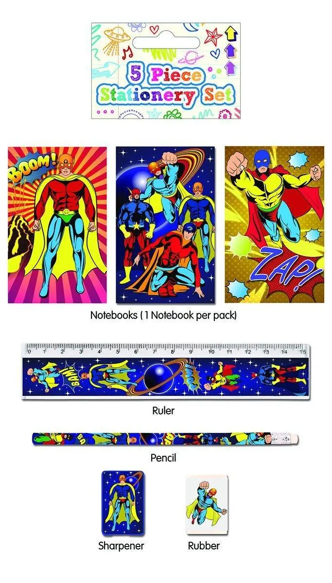 5 Piece Superhero Stationery Set 1