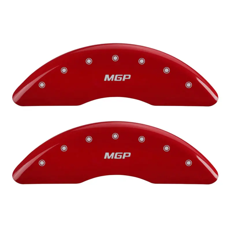 Mgp 4-Piston Caliper Covers – Engraved Front & Rear, Red Finish With Silver Accent 1