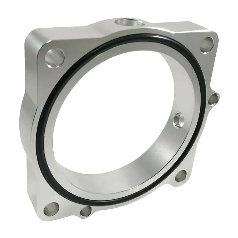 Torque Solution Throttle Body Spacer — Silver Anodized — Fits 2011–2012 Dodge Challenger R/T & Srt8 (5.7L/6.4L V8) 1