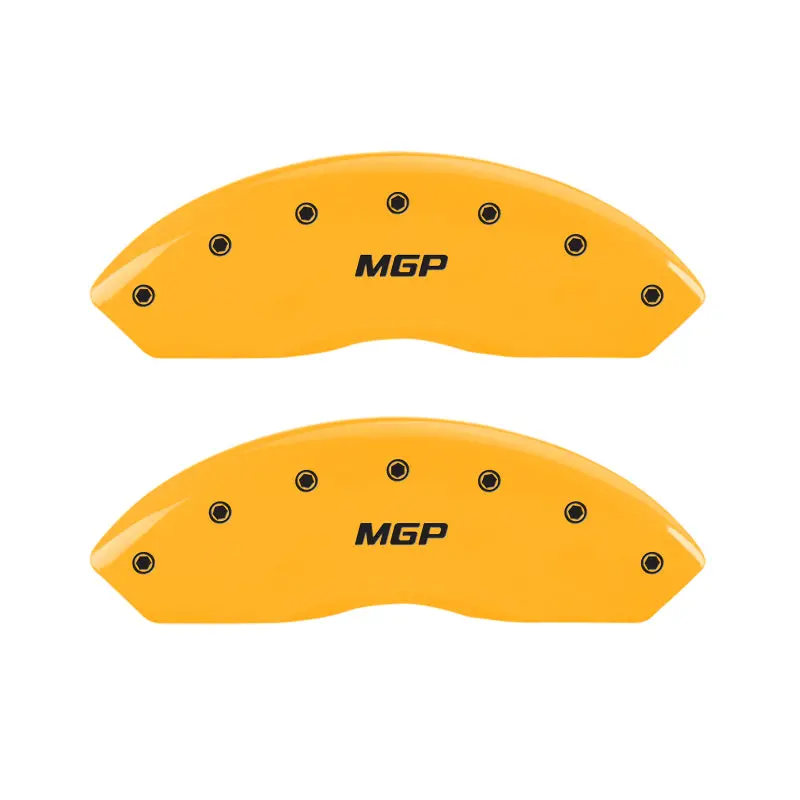 Mgp Engraved 4-Piece Caliper Cover Set – Front And Rear, Mgp Yellow Finish With Black Chrome Accents 1