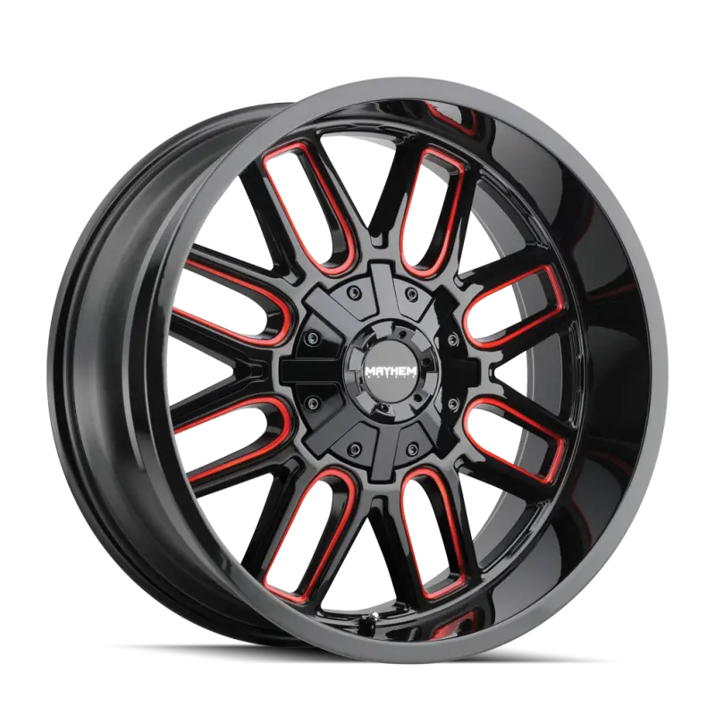 Mayhem Cogent Black Alloy Wheel With Prism Red Accents – 17X9", 6X135, -12Mm Offset, 106Mm Hub Bore 1