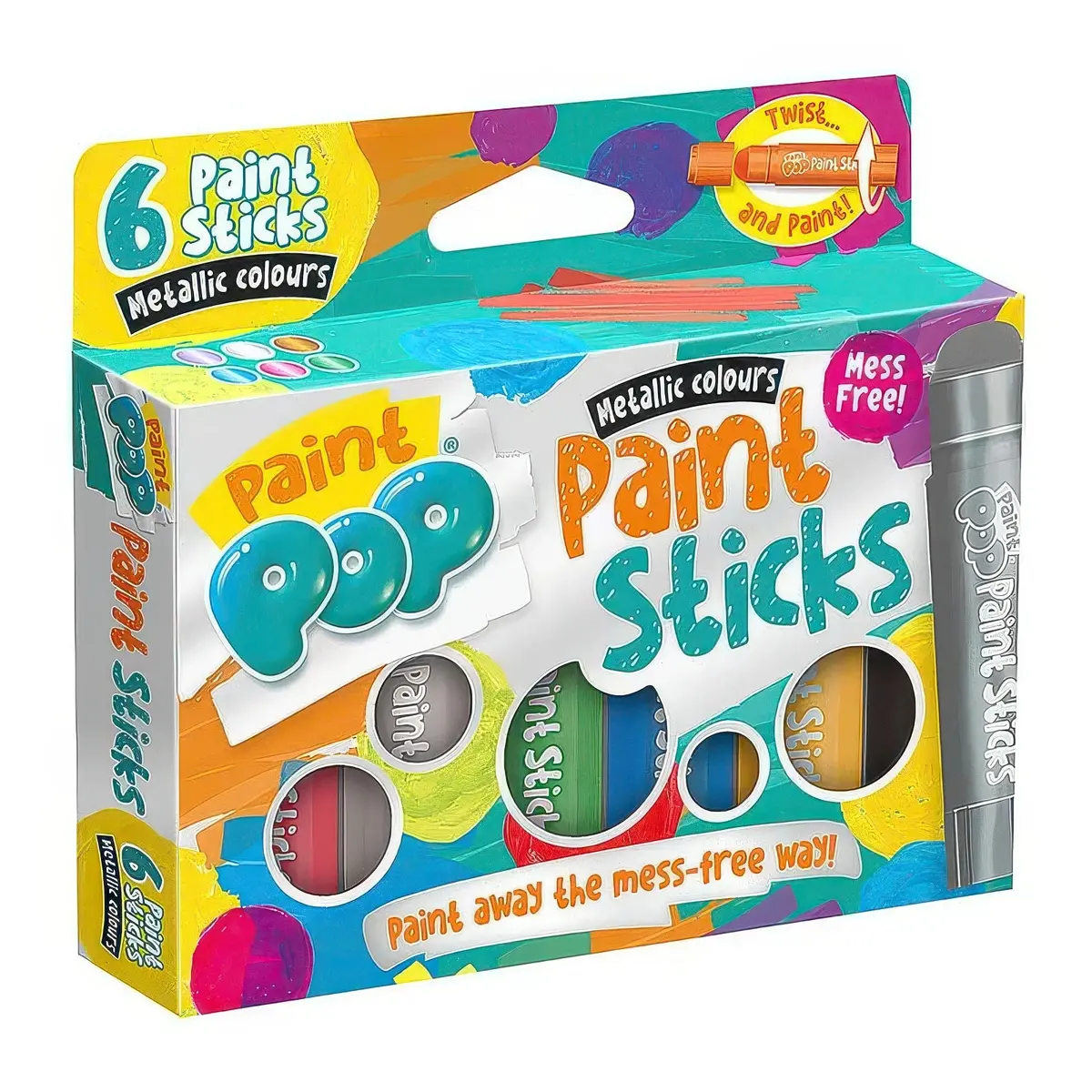 Paint Pop Paint Sticks For Kids - 6 Pack Metallic Assorted Colours 1