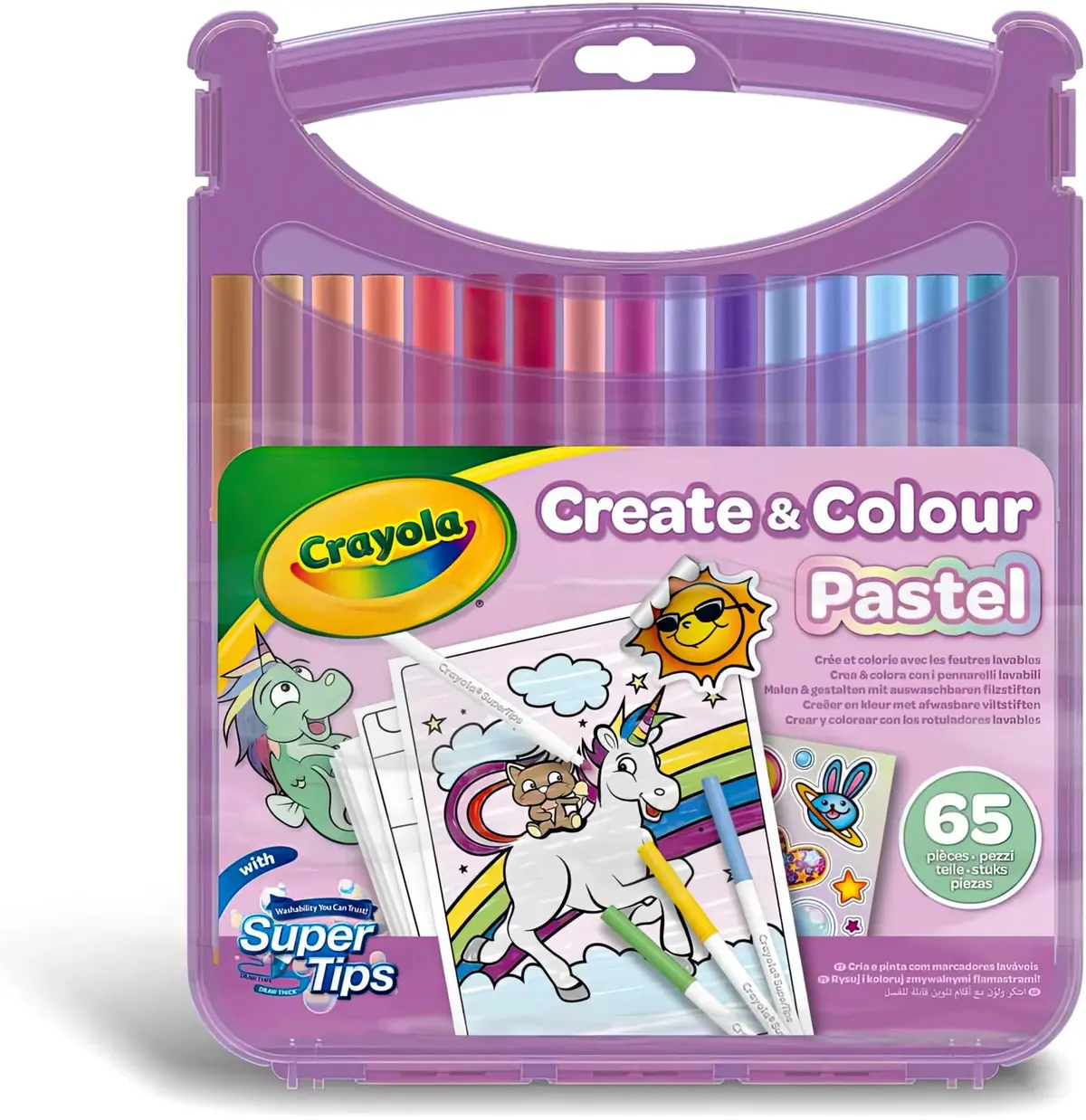 Crayola Mini Washable Create & Colour Pastel Marker Pen Case 65Pcs 1