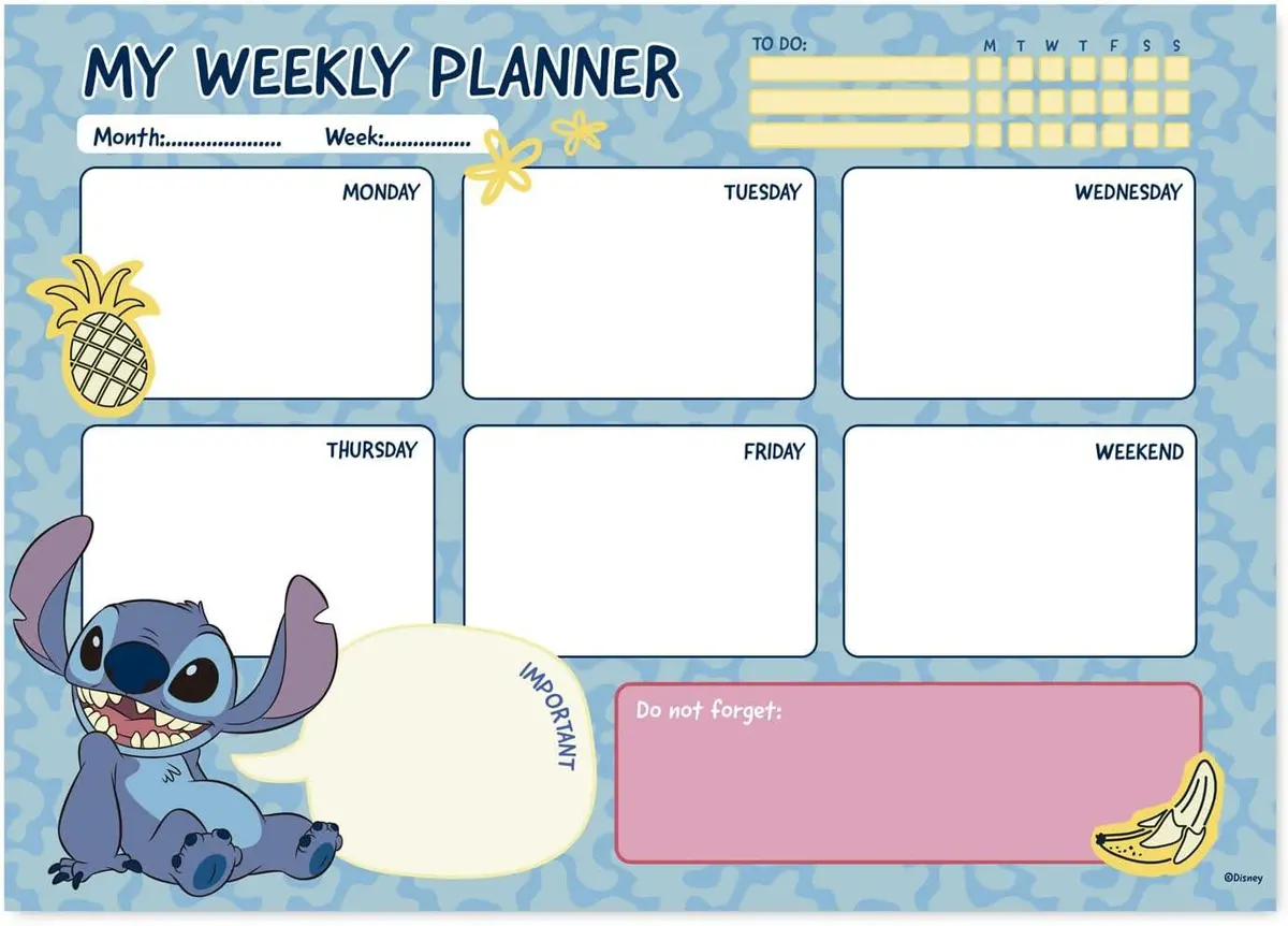Disney Stitch Tropical A4 Weekly Planner 1
