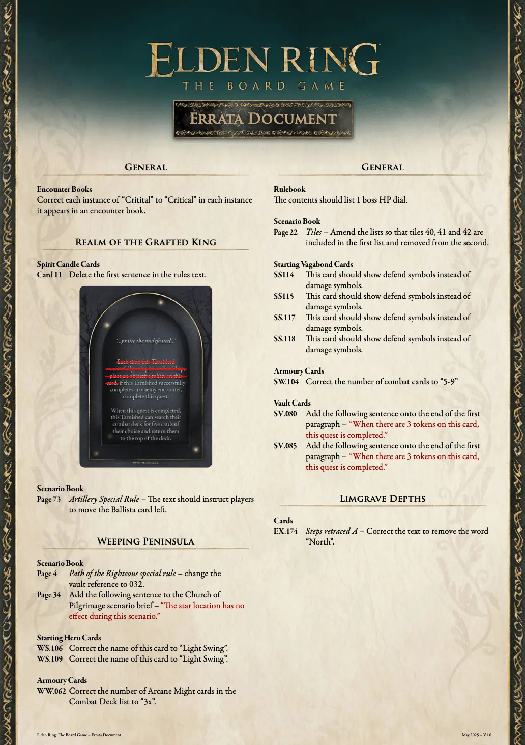 Elden Ring: The Board Game - Errata - May 2025 (Pdf) 1