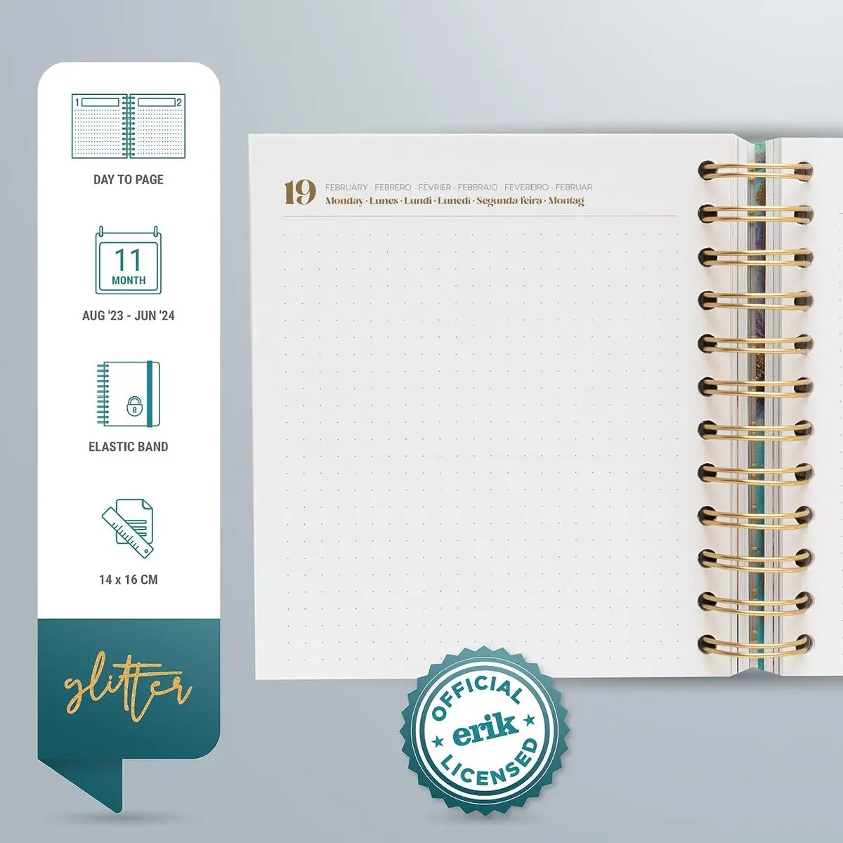 Glitter 2023/2024 M Academic Diary Day To Page 11 Months 2