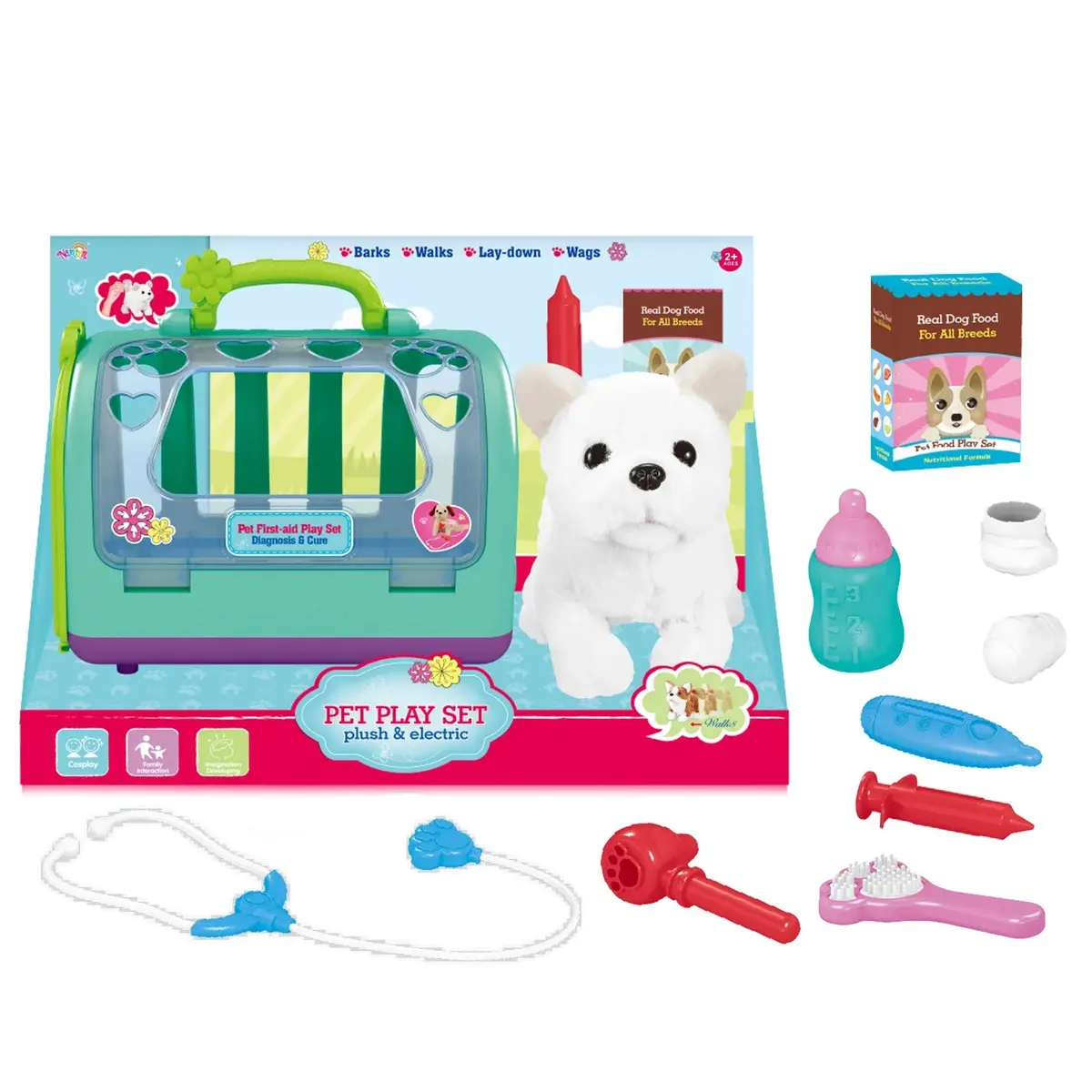 Interactive Plush Dog Pet Playset - Green 1