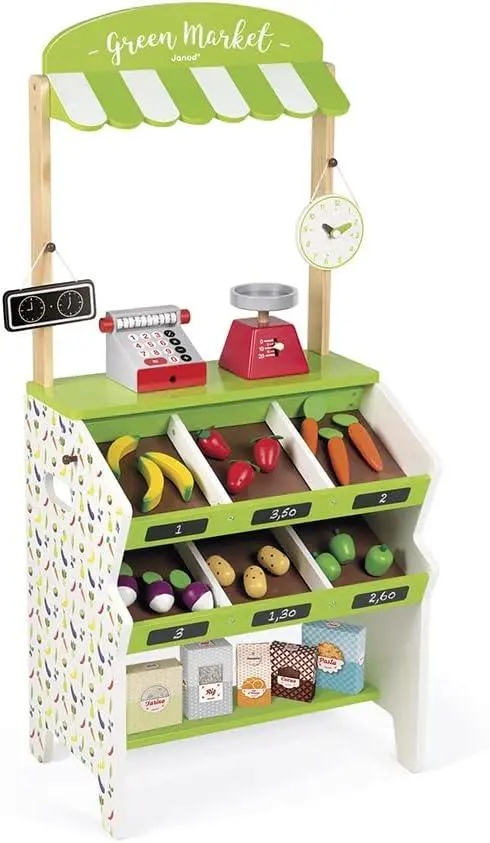 Janod Green Wooden Market Grocery 1