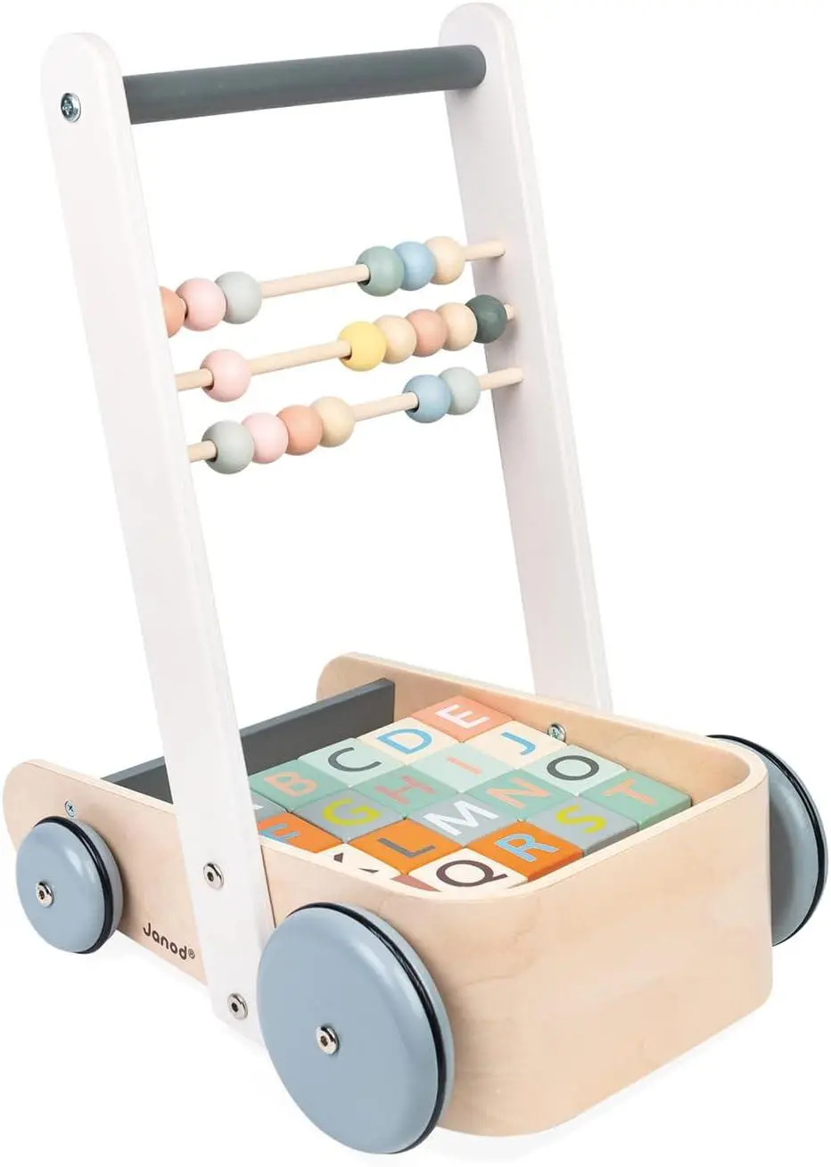 Janod Sweet Cocoon Wooden Abc Block Cart 1