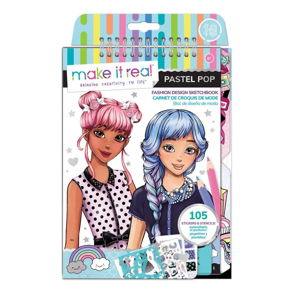 Make It Real Fashion Design Stickers & Sketchbook: Pastel Pop! 1