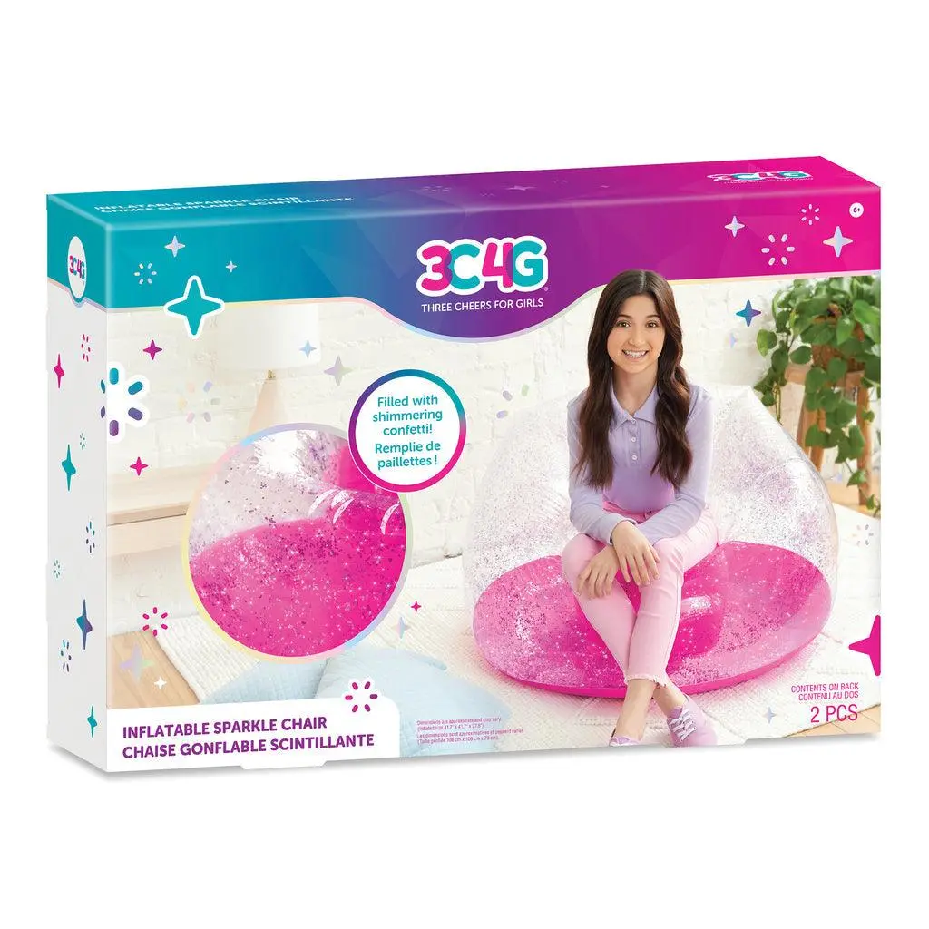 Make It Real 3C4g Pink Glitter Confetti Inflatable Chair 1