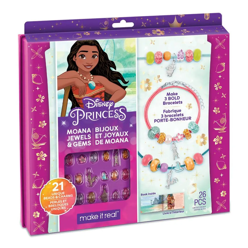 Make It Real Disney Princess Jewels And Gems Moana Jewellery Making Kit 1