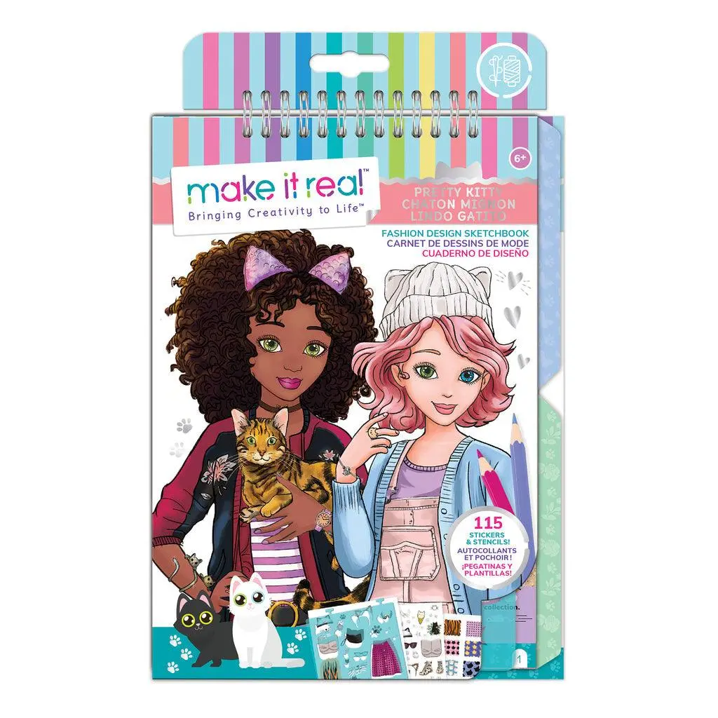 Make It Real Fashion Design Stickers & Sketchbook: Pretty Kitty 1