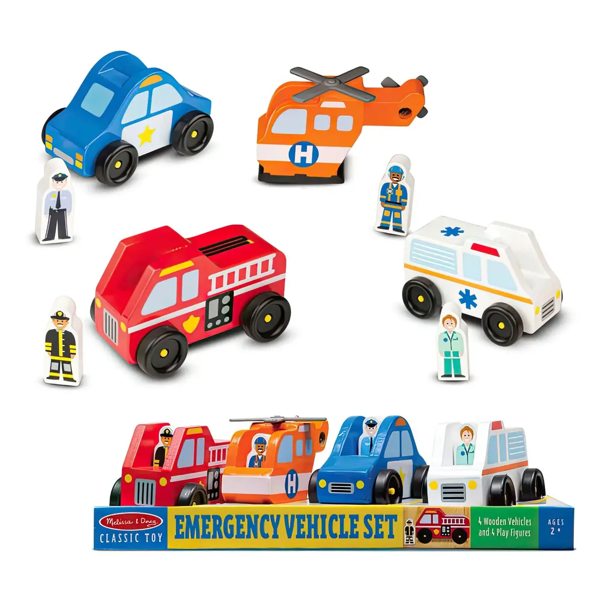 Melissa & Doug 19285 Emergency Vehicle Wooden Play Set 1