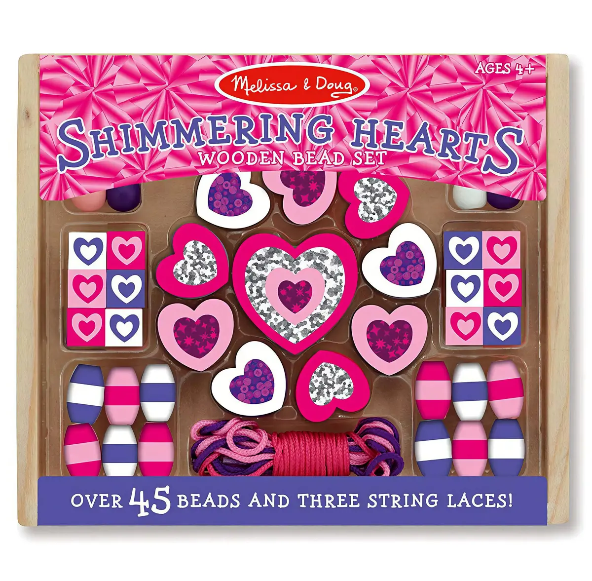 Melissa & Doug 19495 Shimmering Hearts Wooden Bead Set 1