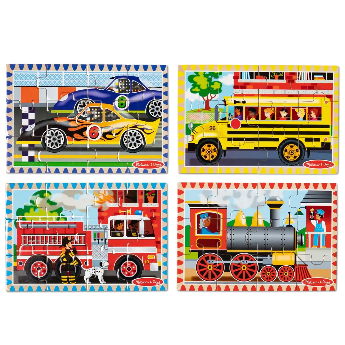Melissa & Doug 50208 Vehicle Wooden Puzzles In A Box 1