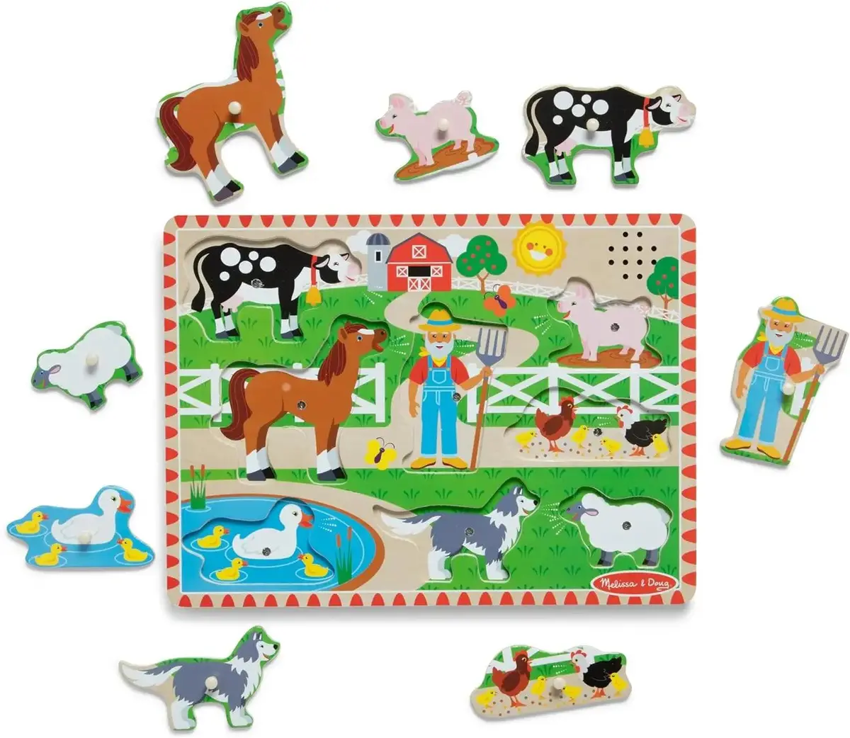 Melissa & Doug Old Macdonald's Farm Sound Wooden Puzzle 1