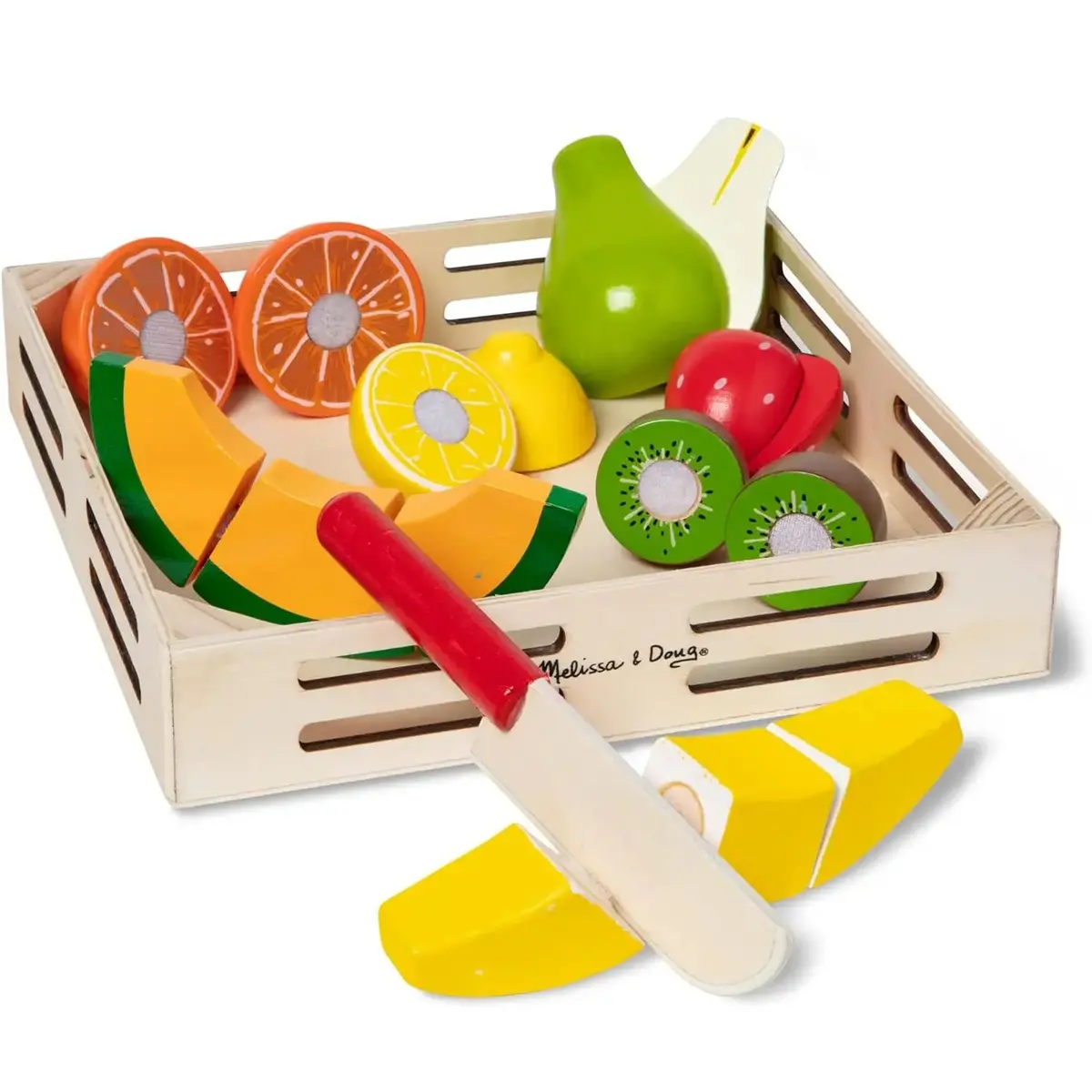 Melissa & Doug Cutting Fruit Set - Wooden Play Food Playset 1