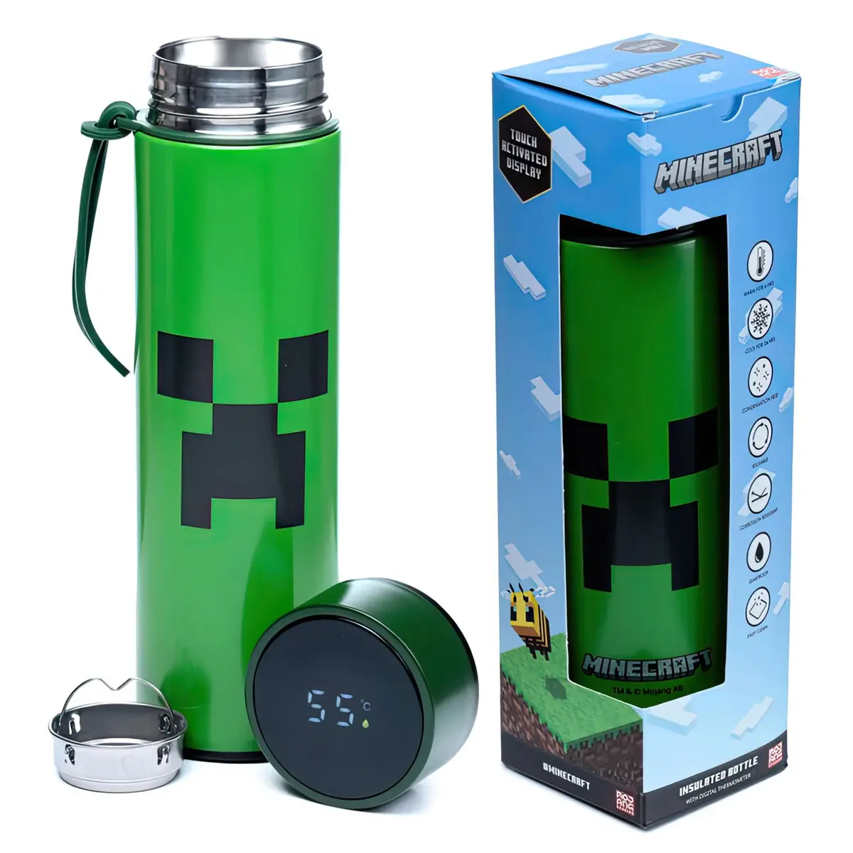 Minecraft Thermos Stainless Steel Bottle With Thermometer 450Ml 1