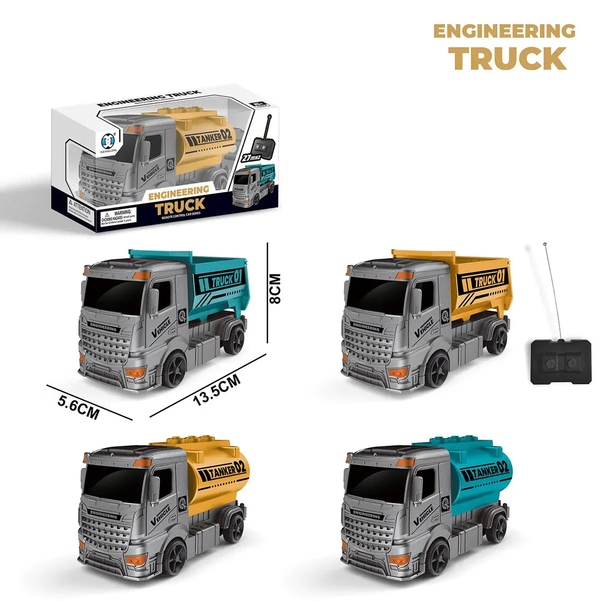 Mini 2-Channel Rc Remote Controlled Construction Truck - Assortment 1