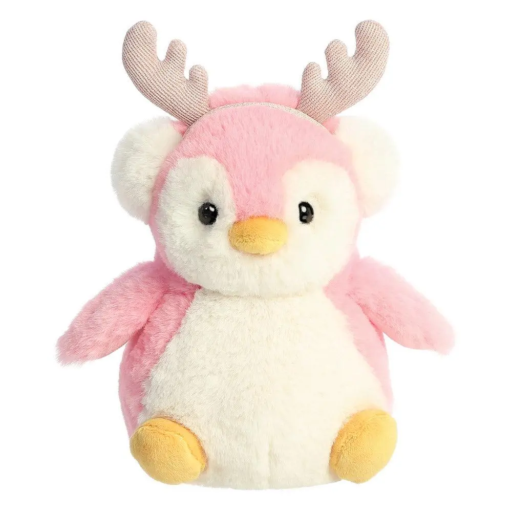 Aurora Pompom Penguin With Reindeer Antlers 18Cm Plush 1