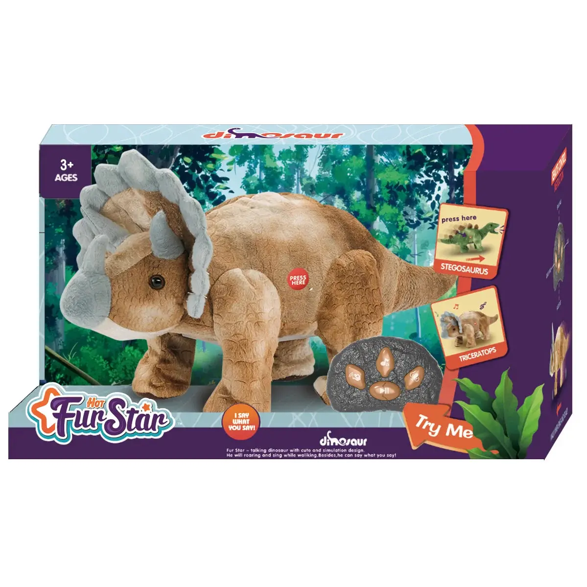 Remote Controlled Interactive Rc Plush Dinosaur Triceratops 1