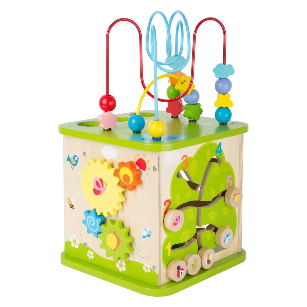 Small Foot - Wooden Activity Cube With Ball Track And 8 Pcs 1