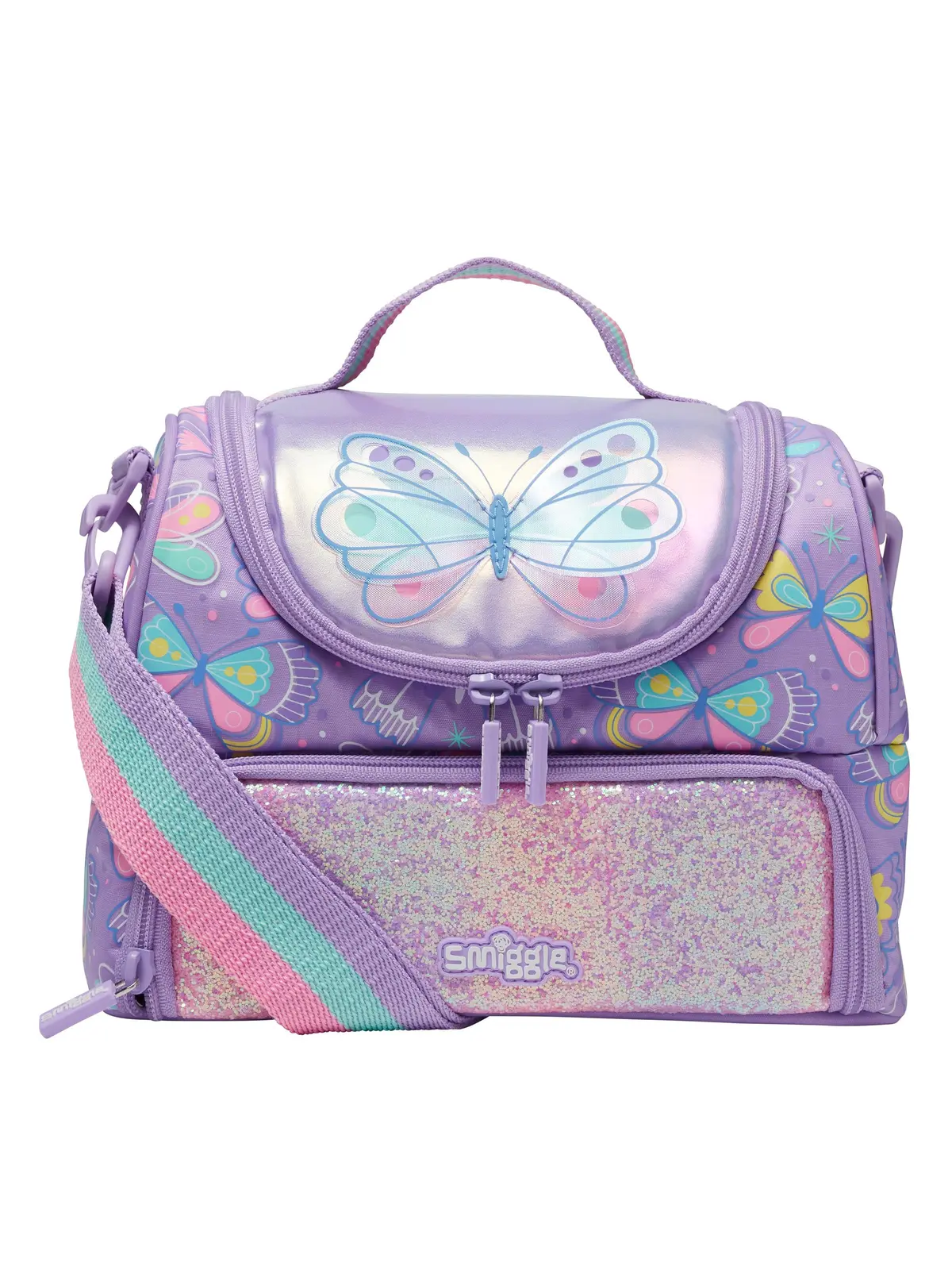 Smiggle Flutter Double Decker Lunch Box With Strap - Lilac 1