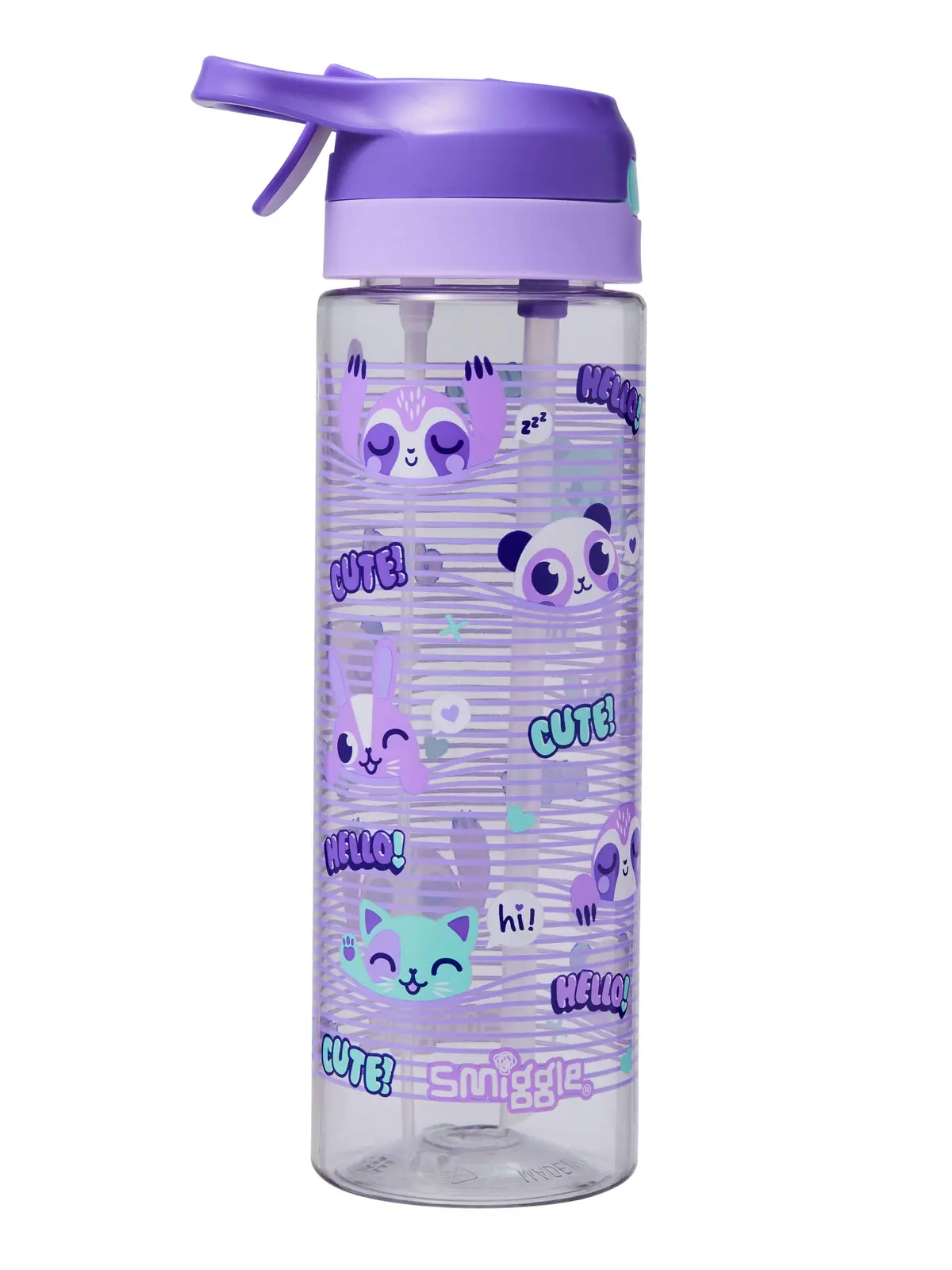 Smiggle Gush Flip Top Spritz Plastic Drink Bottle 700Ml - Purple 1