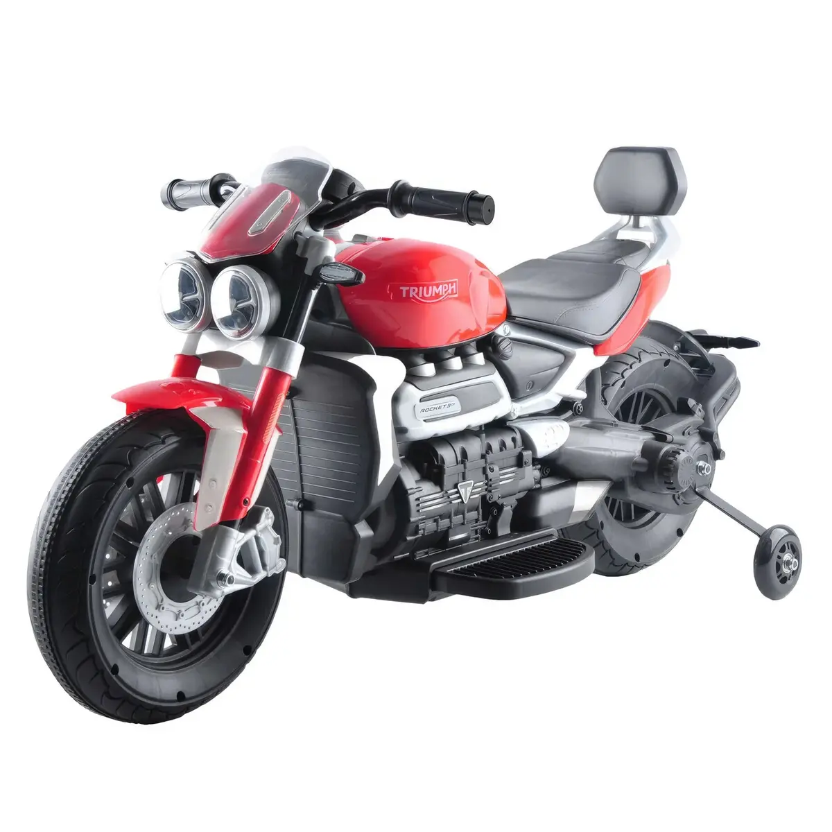 Triumph Rocket 3 Gt Electric 12V Battery Powered Ride-On Motorbike With Stabilisers - Red 1