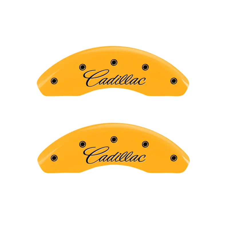 Mgp 4 Caliper Covers Engraved F & R Cursive/Cadillac Yellow Finish Black Char 1998 Cadillac Deville 1