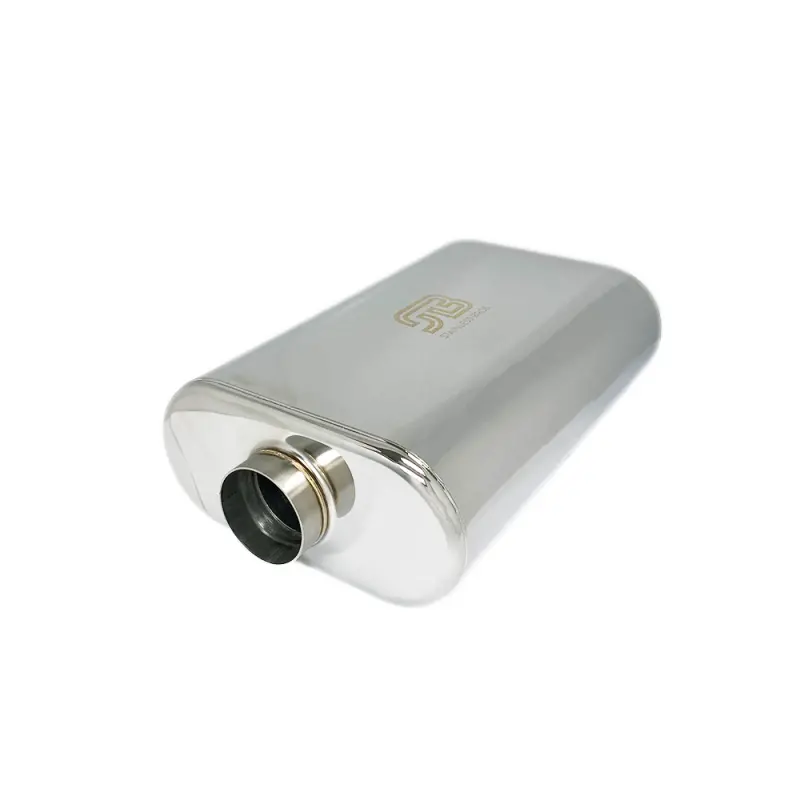 Stainless Bros 2.5-Inch Offset-In/Offset-Out Thin-Oval Muffler – Ss304, 17-Inch Overall Length 1