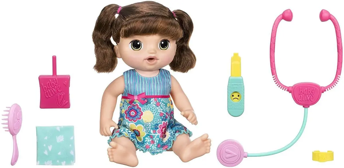 Baby Alive Sweet Tears Baby - Brown Straight Hair Dolls 1