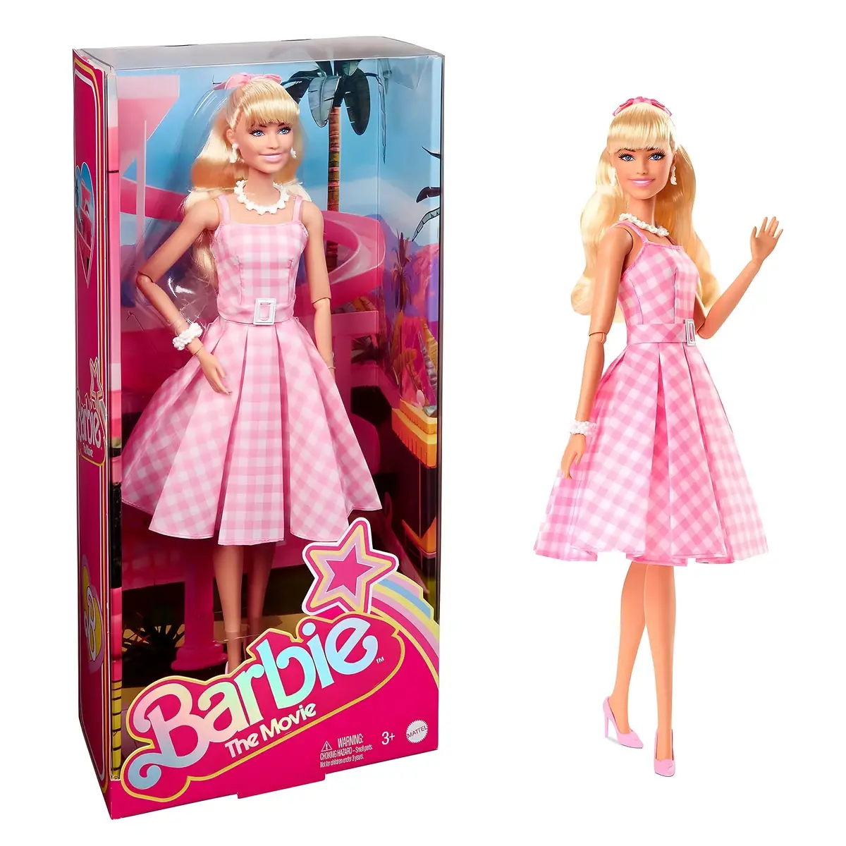 Barbie Movie Pink Gingham Dress Doll 1