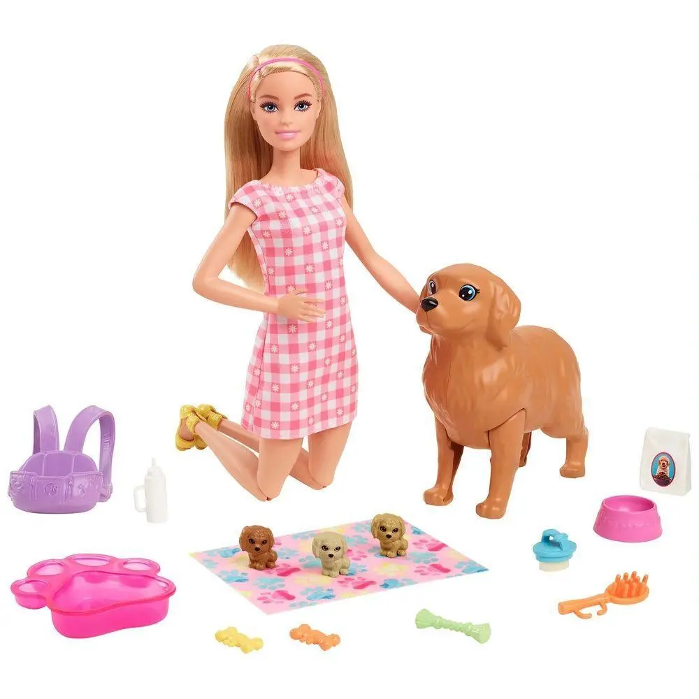 Barbie New Born Pups Doll And Pets Playset 1