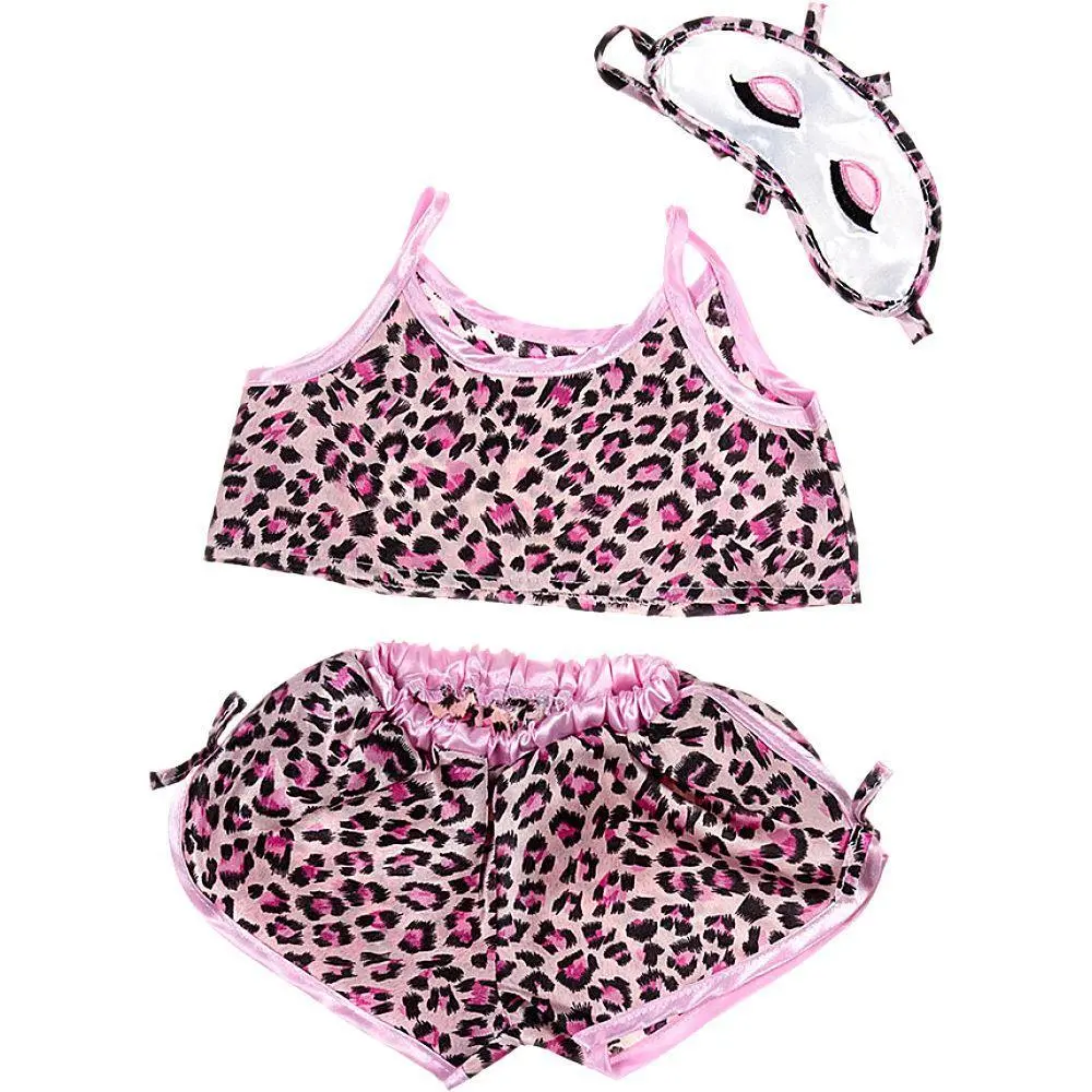 Be My Bear Pink Leopard Print Pj's Outfit 40Cm 1