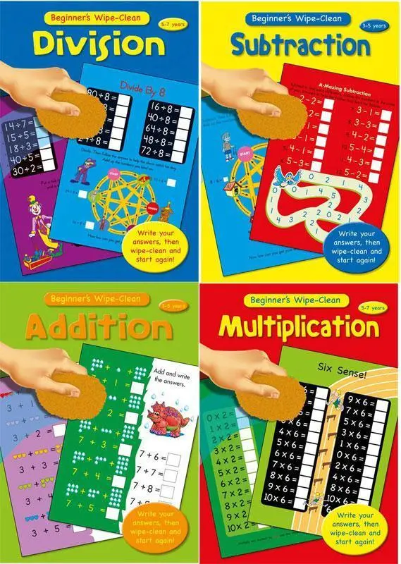 Beginners Maths Wipe Clean Books First Learning 1