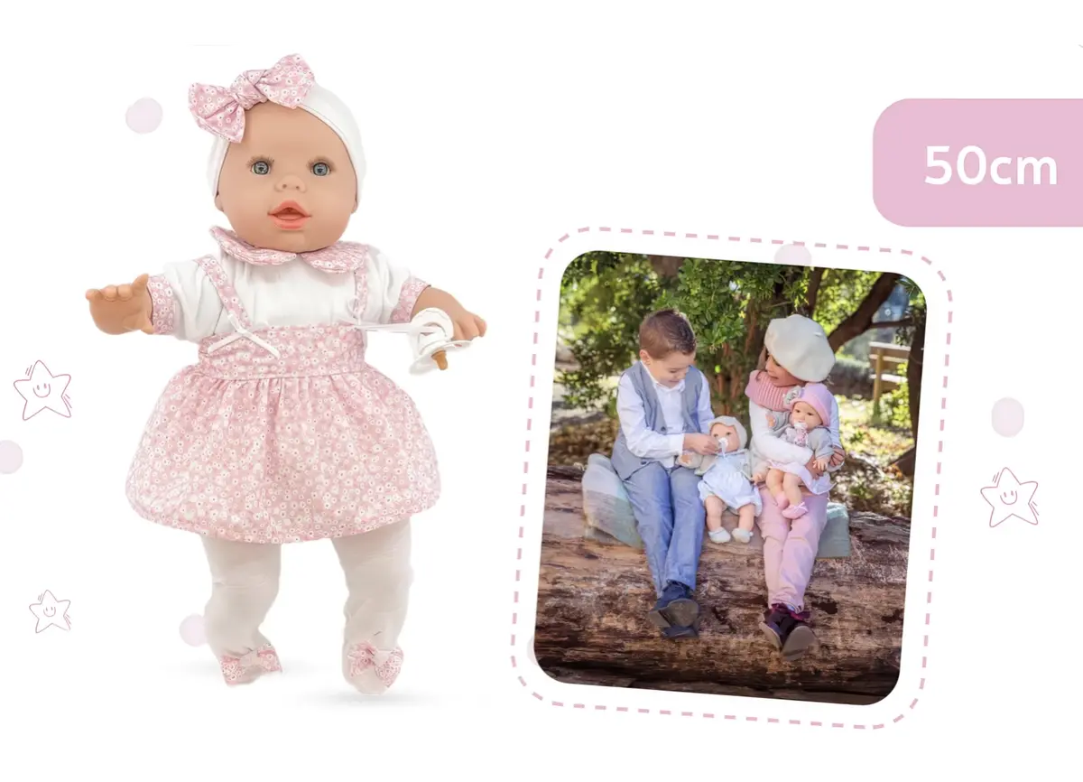 Berjuan 6026 Baby Llorón Doll 50Cm Crybaby Pink Flowers 1