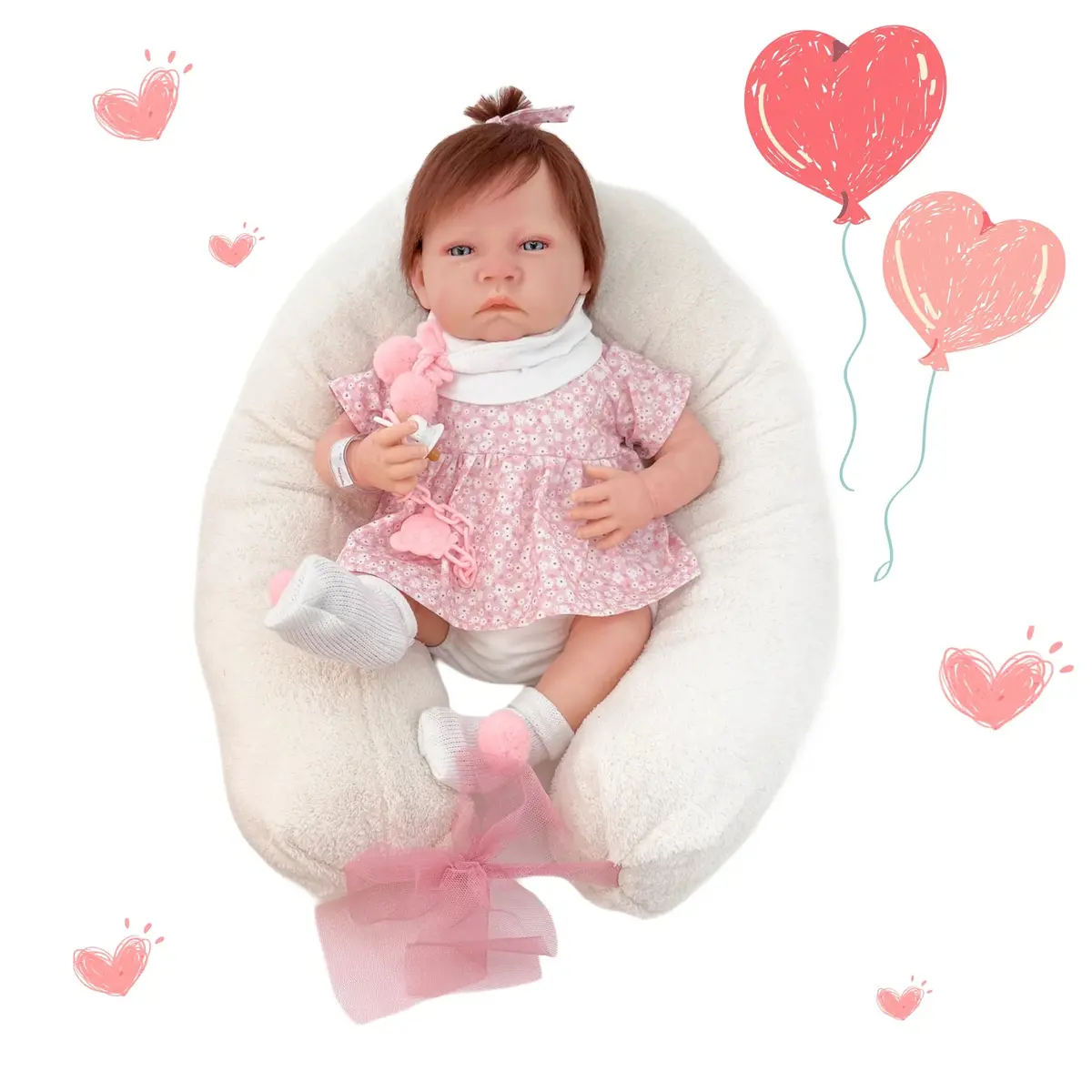 Berjuan 8214 Sweet Reborn Doll With Floral Dress 50Cm 1