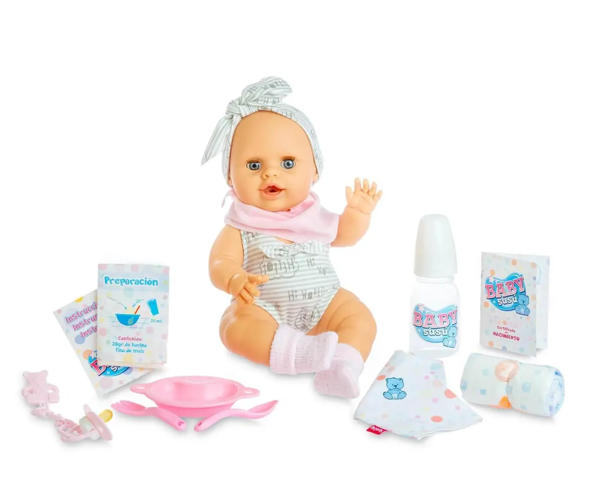Berjuan Baby Susu Interactive Doll 38Cm - Soft Grey Dolls 1