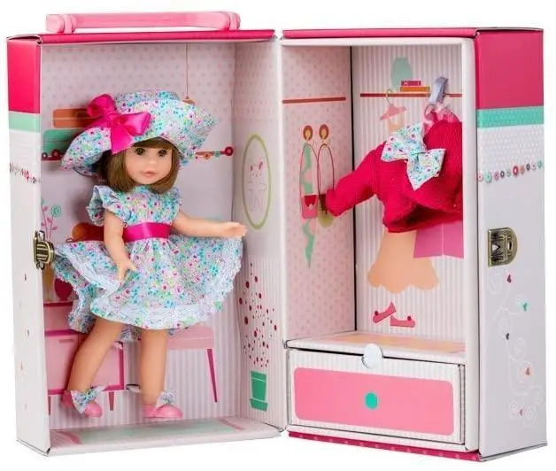 Berjuan Doll 1012 Irene Morena Cabinet And Dress 22Cm, Pink Dolls 1