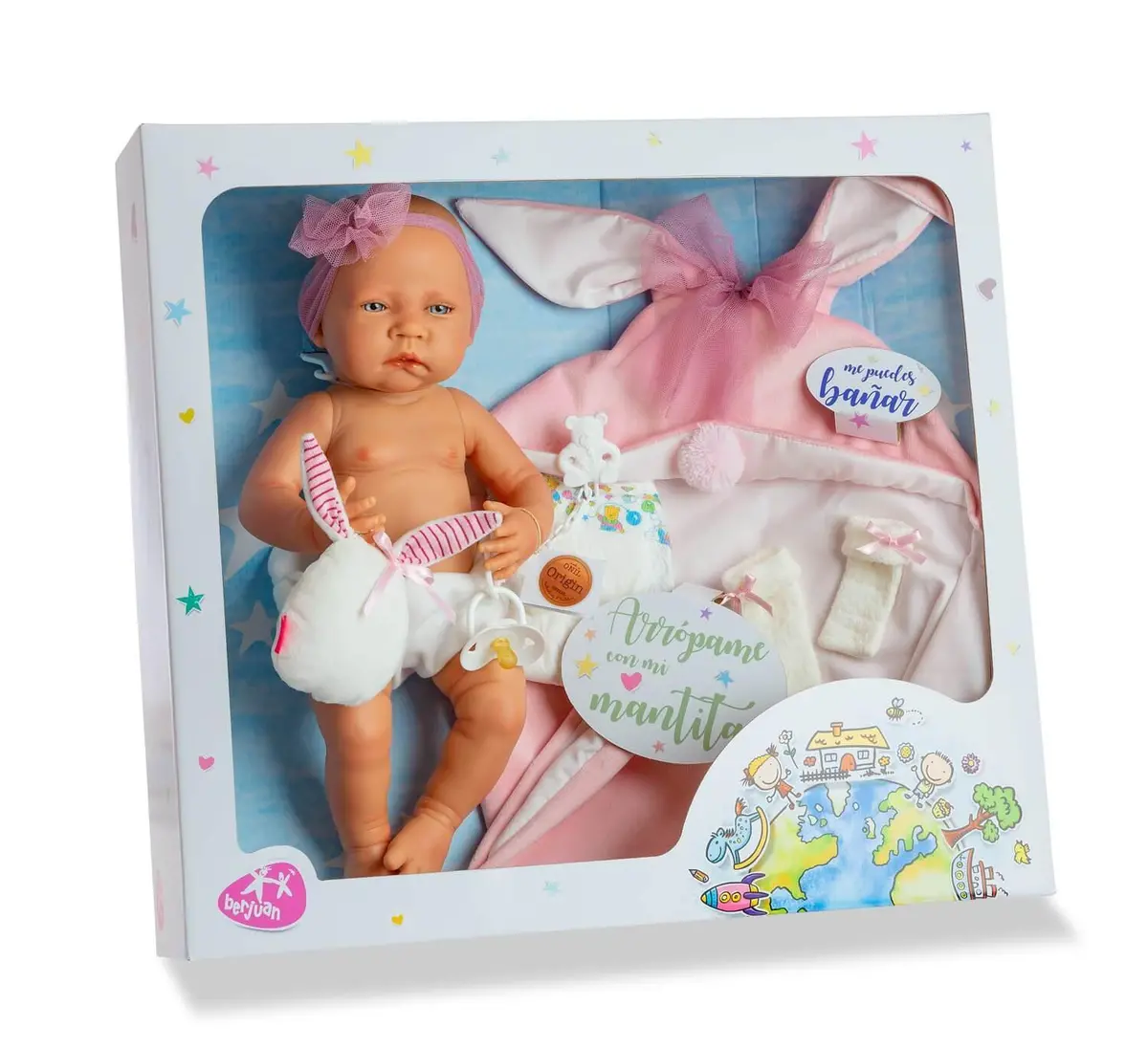 Berjuan New Born Doll 34Cm Gift Set - Pink Or Blue 1