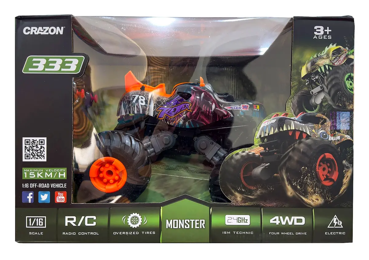Big Wheel Off-Road Dinosaur Rc Monster Truck - Orange 1