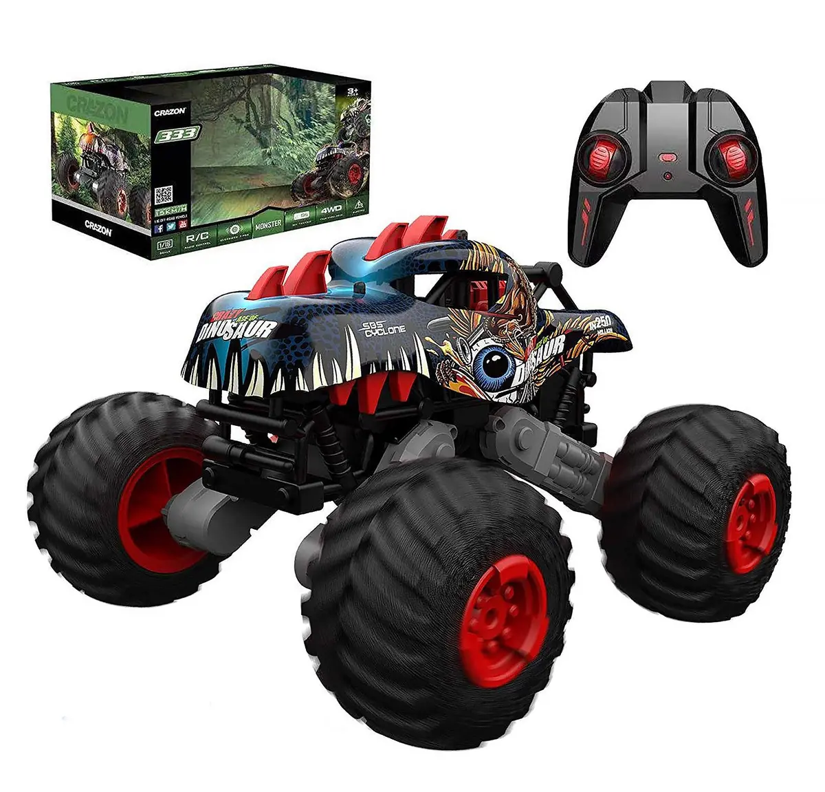 Big Wheel Tyrannosaurus Dinosaur Rc Monster Truck - Blue 1