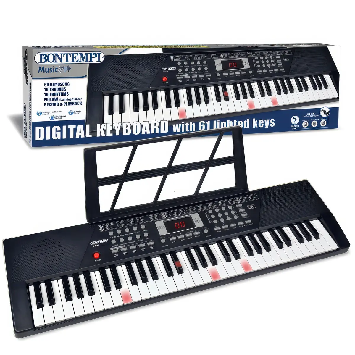 Bontempi 61-Lighted Keys Digital Keyboard 1